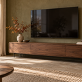 Mueble TV de diseño en un salón de otoño