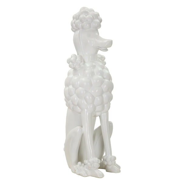 Gos caniche de resina blanca 20x26x61 cm
