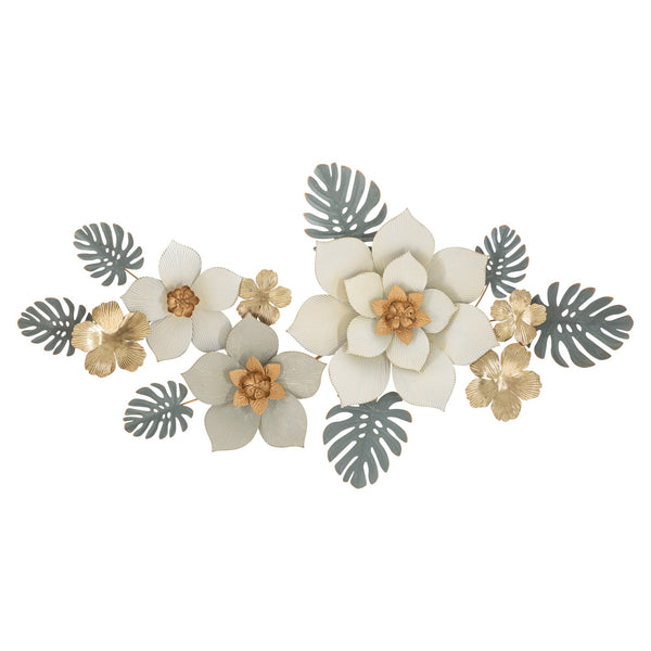 Panell decoratiu 3D amb flors de metall multicolor 134,6x7,6x69,9 cm