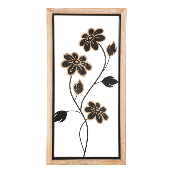 Panell decoratiu 3D de metall negre amb marc 30x2,5x60 cm