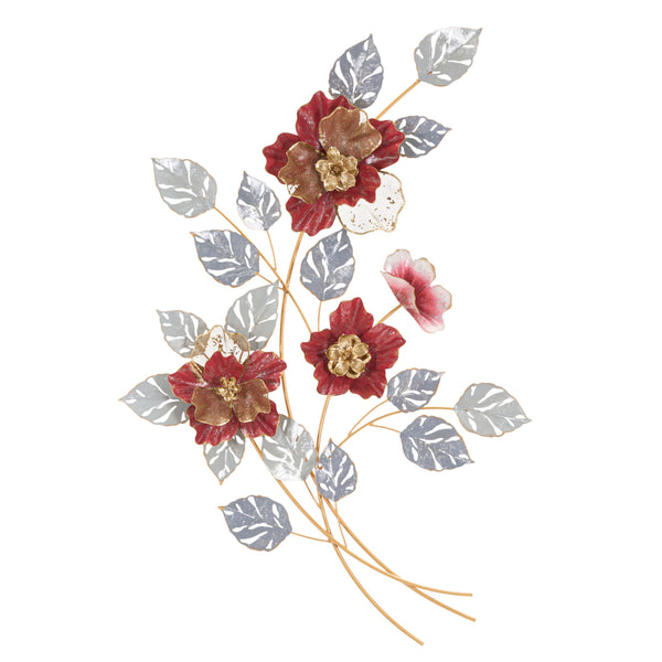 Panell decoratiu 3D amb flors de metall multicolor 68,6x7,6x98,4 cm