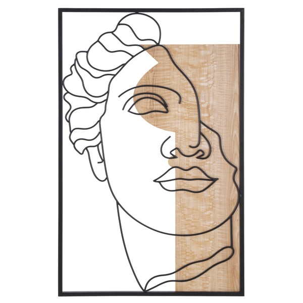 Panell decoratiu 3D cara de fusta i metall 50x2x80 cm
