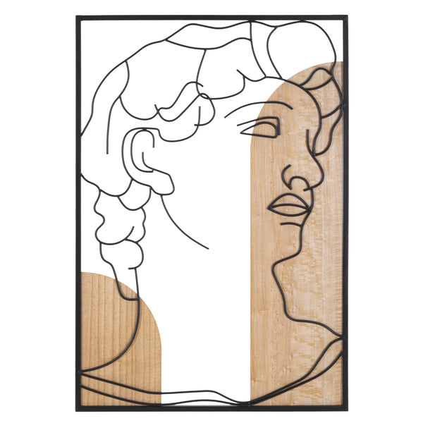 Panell decoratiu 3D cara de fusta negra 55x2x80 cm