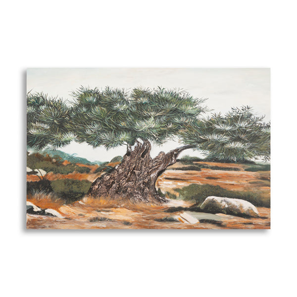 Quadre d'olivera al camp sobre llenç amb relleu 120x3,8x80 cm