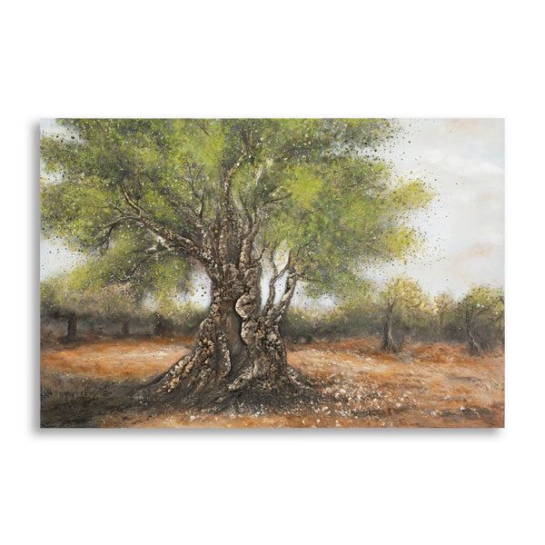 Quadre d'olivera frondosa sobre llenç amb relleu 120x3,8x80 cm