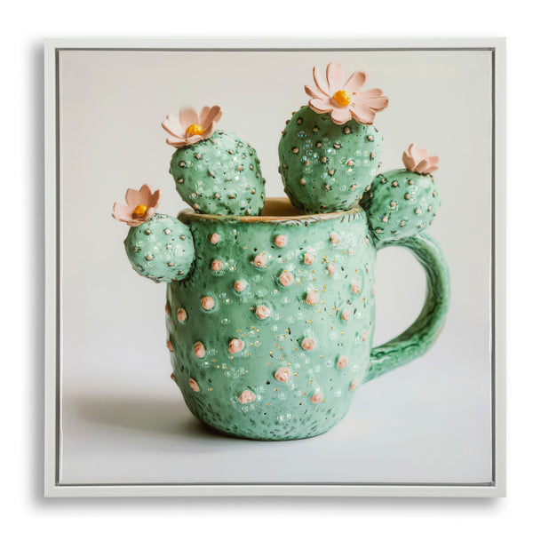 Quadre de cactus en test sobre llenç lacat 40x2,8x40 cm