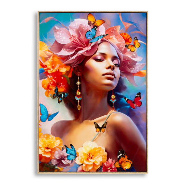 Quadre de natura i flors sobre llenç 62x4x92 cm