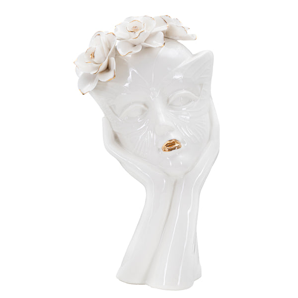 Gerro de porcellana blanca amb rostre floral 16,5x14x27,3 cm
