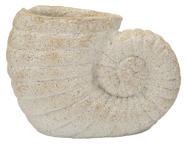 Jarrón de cerámica beige con forma de concha 33x19x23 cm