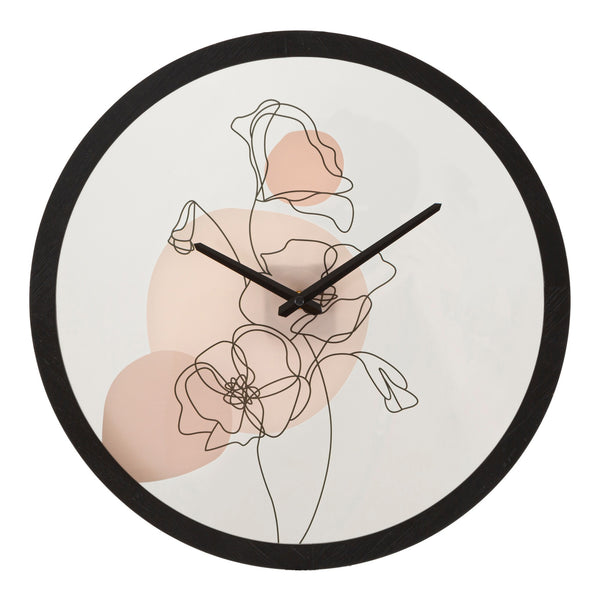 Reloj de pared redondo de flores de madera y cristal Ø 40x3,5 cm