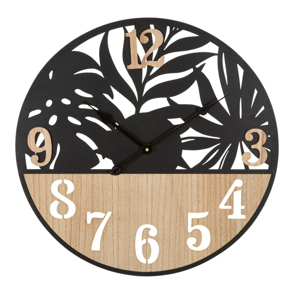 Reloj de pared redondo de metal y madera marrón Ø 60x2,5 cm