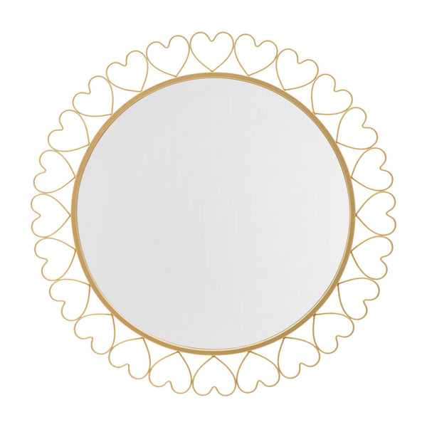 Espejo de pared con corazones de metal dorado Ø 80x2,5 cm