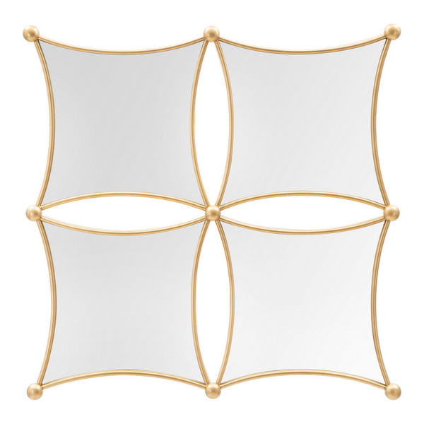 Espejo de pared geométrico de metal dorado 68x3,5x68 cm