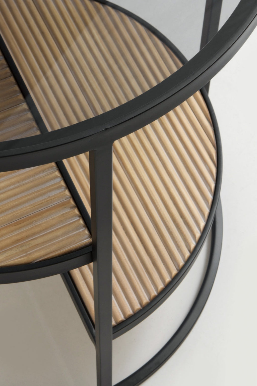 MESA AUXILIAR METALICA CON MADERA Y CRISTAL