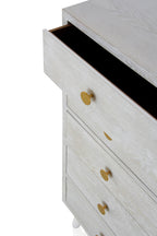 SINFONIER 5CAJONES CHAPADO EN FRESNO PATINADO BLANCO TIRADOR ORO