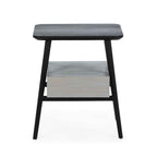 Mesita de Noche 50x38x60 Madera de Cedro Negro/Natural con Pátina Gris