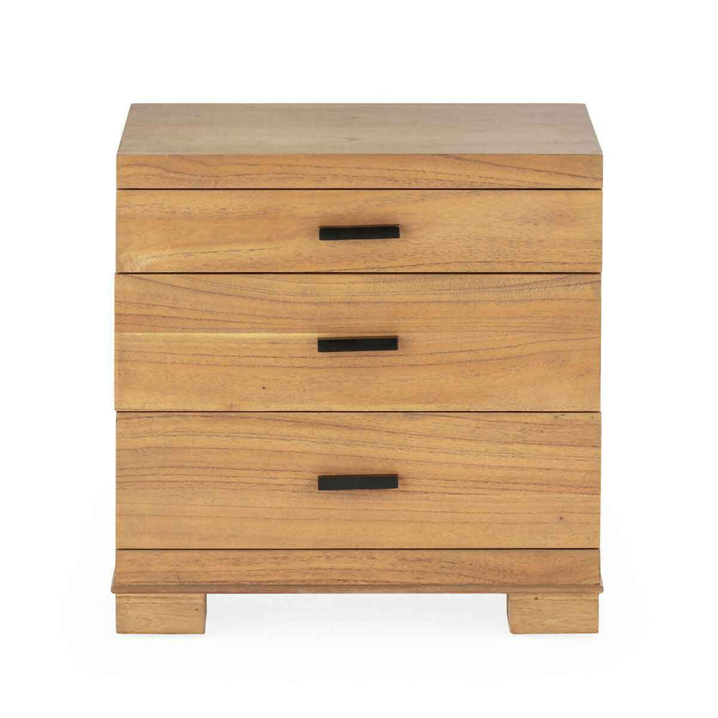 Mesita de Noche 55x40x55 Madera de Cedro/Metal -- Marrón Miel/Negro
