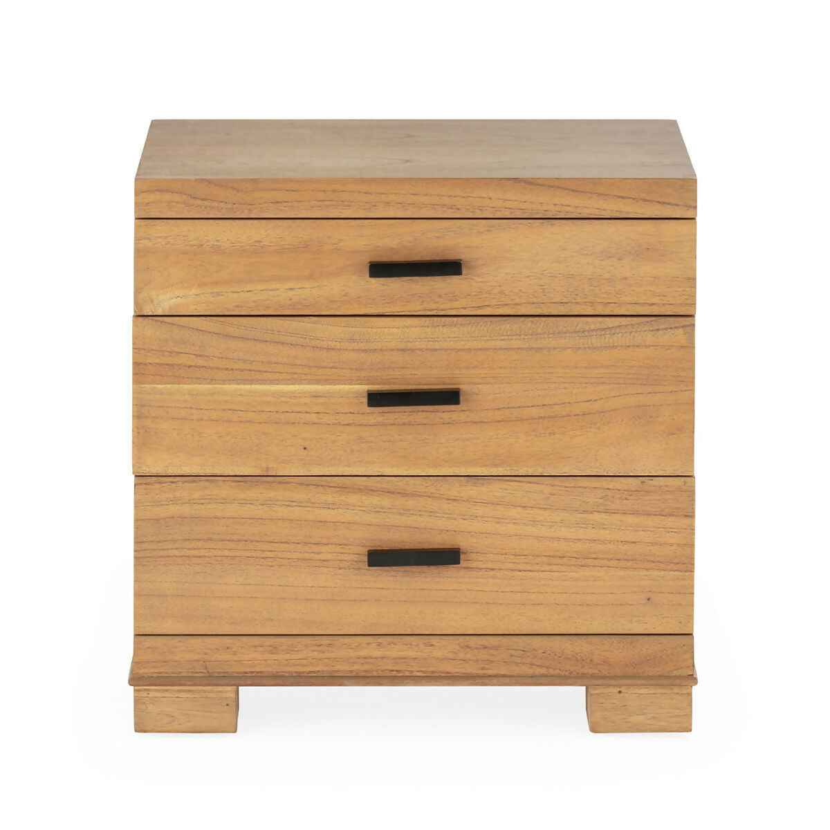 Mesita de Noche 55x40x55 Madera de Cedro/Metal -- Marrón Miel/Negro