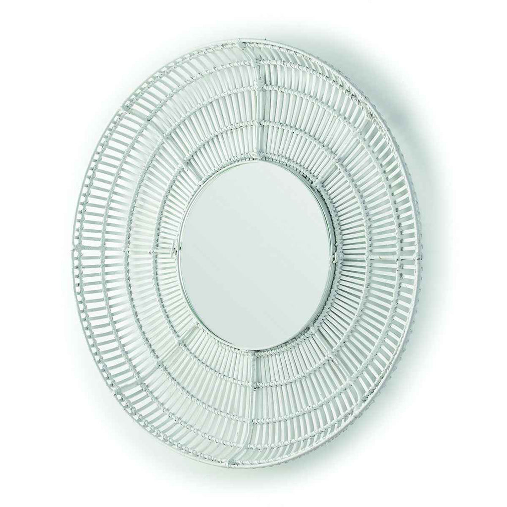 Espejo 90x8x90 Cristal/Mimbre Blanco