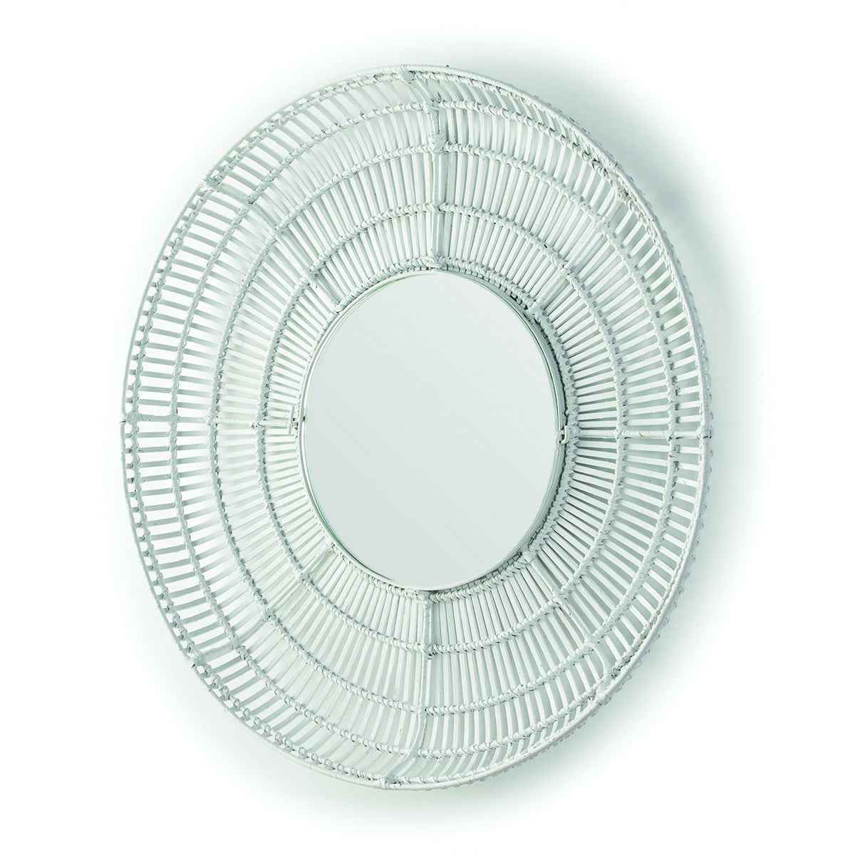 Espejo 90x8x90 Cristal/Mimbre Blanco