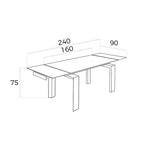 Mesa comedor extensible rectangular cristal templado y nogal