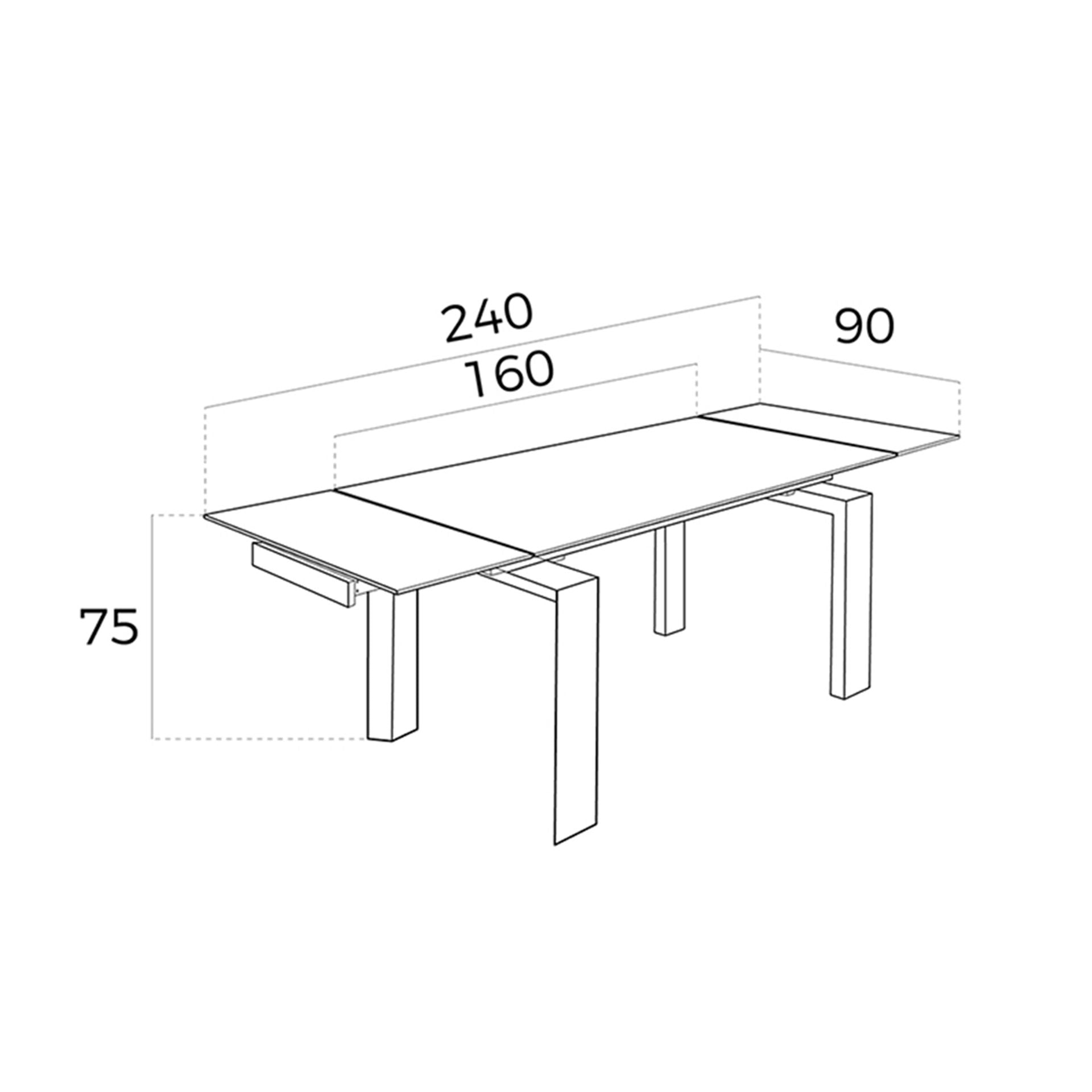 Mesa comedor extensible rectangular cristal templado y nogal