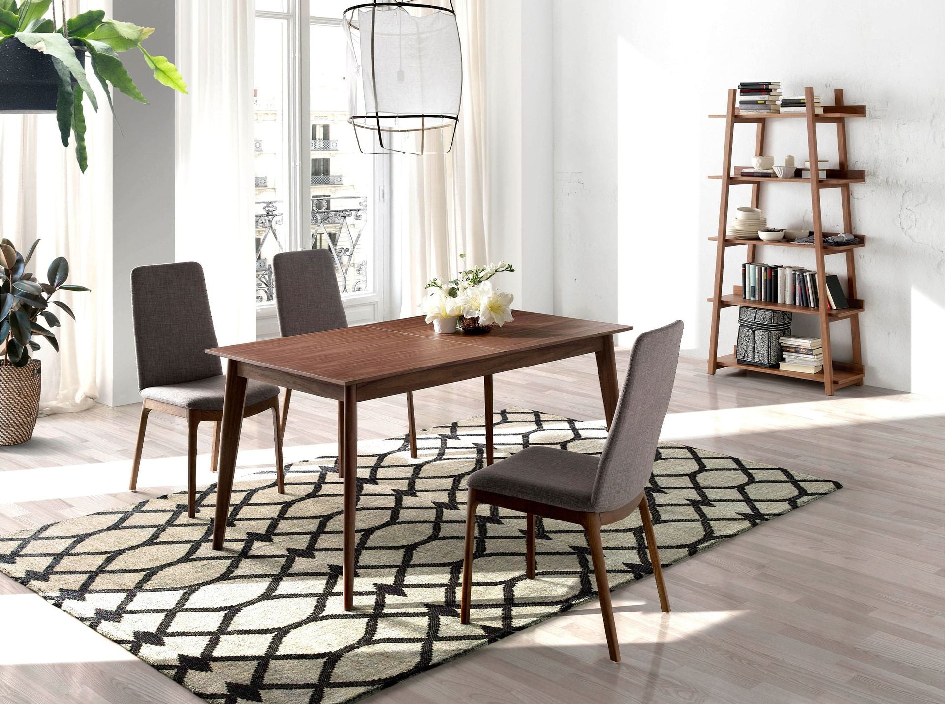 Mesa comedor extensible rectangular nogal