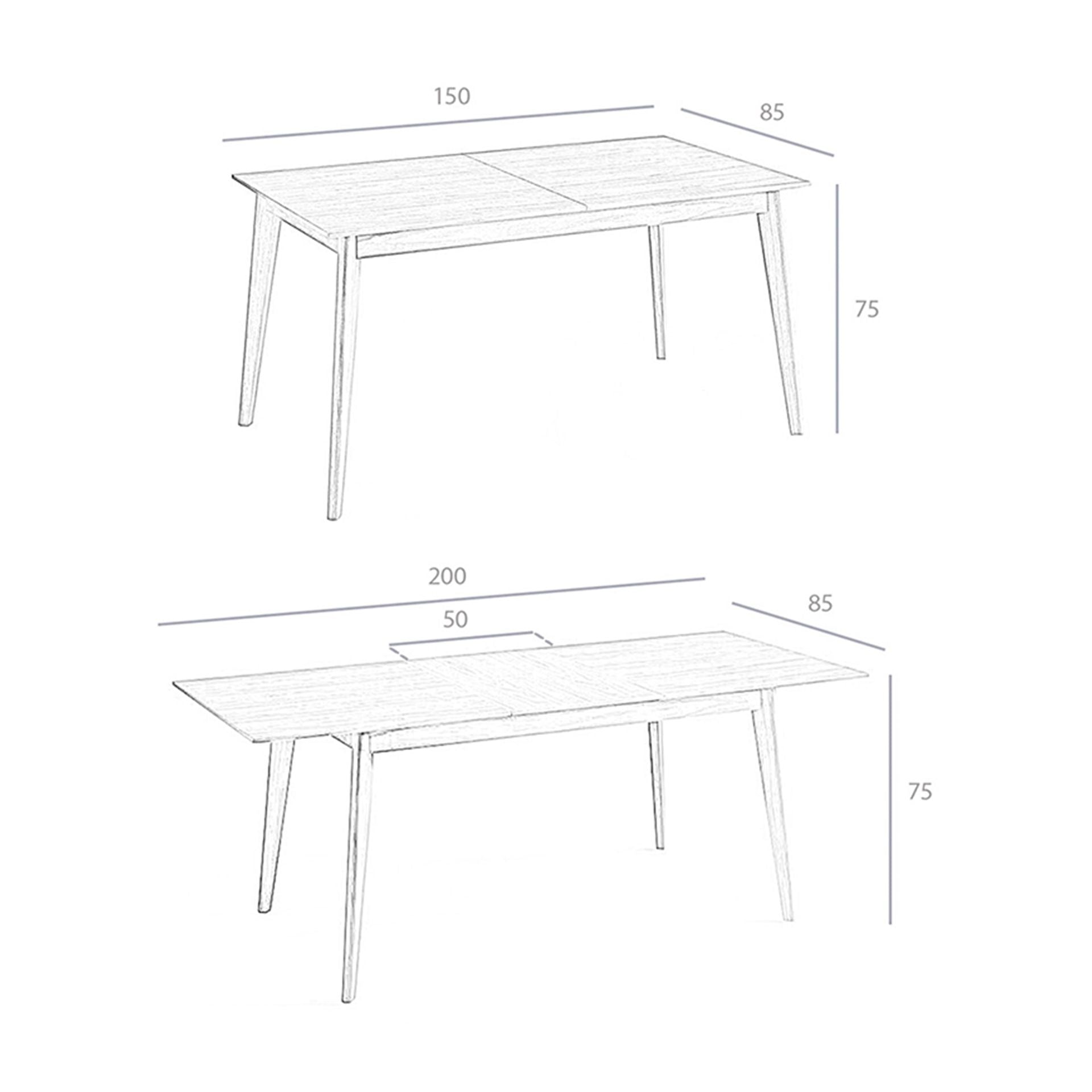 Mesa comedor extensible rectangular nogal