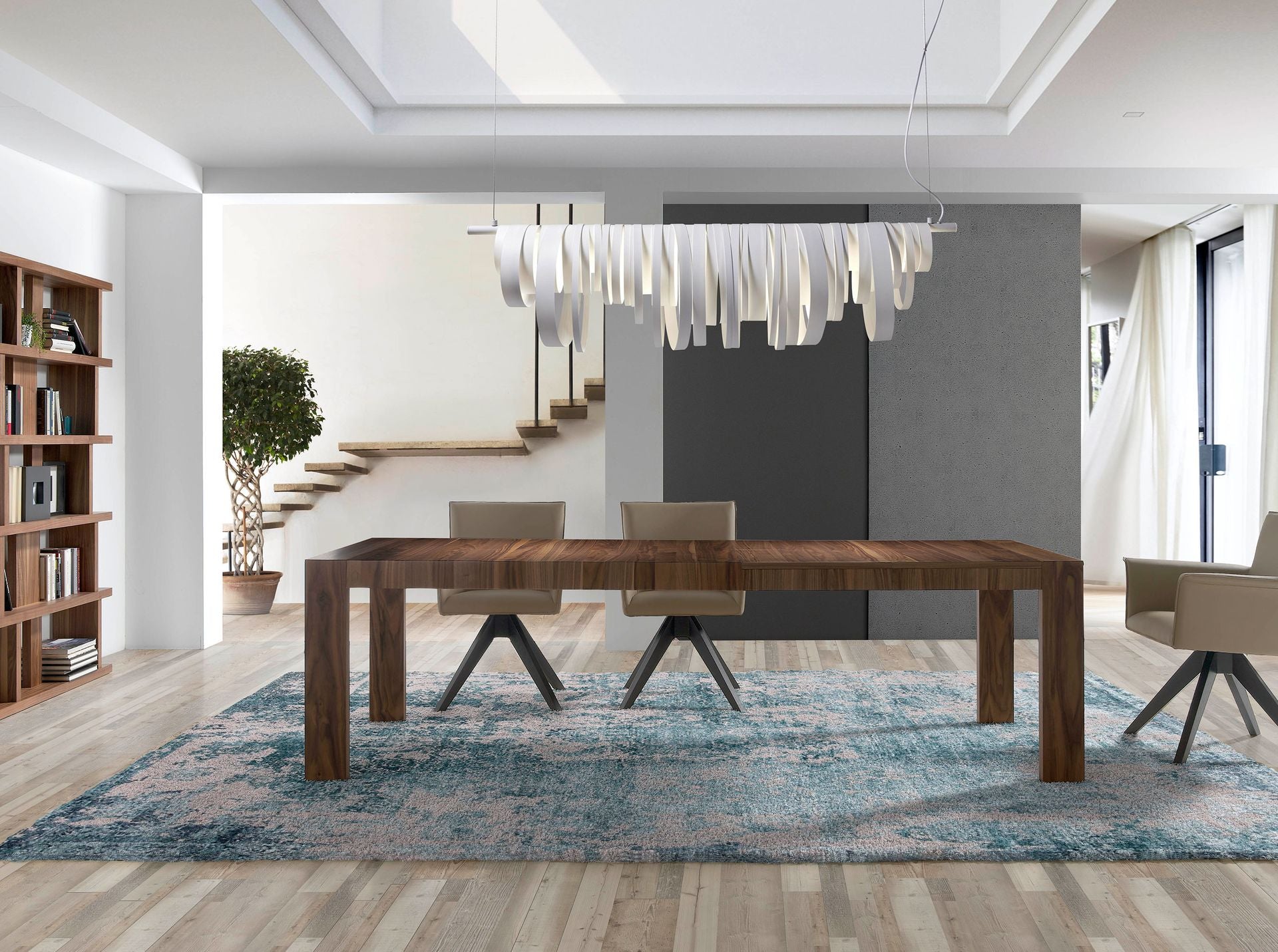 Mesa comedor extensible rectangular nogal