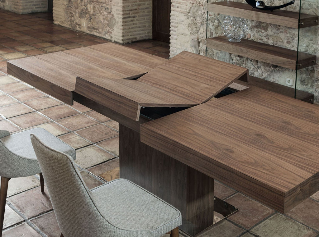Mesa comedor extensible rectangular nogal