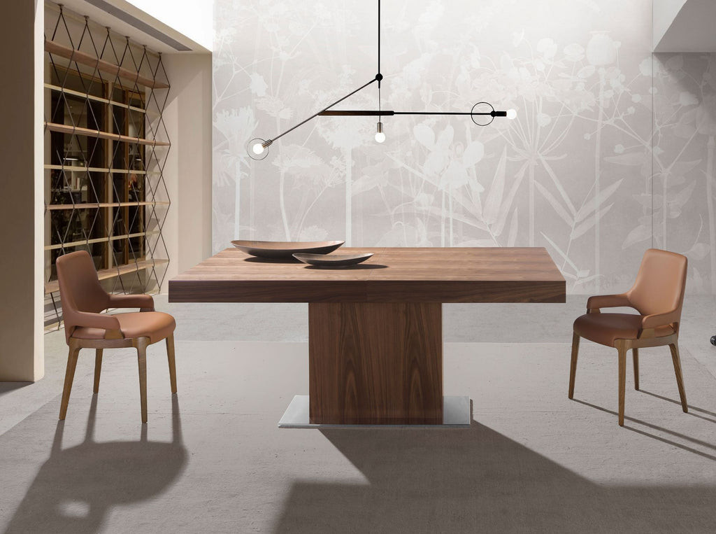Mesa comedor extensible rectangular nogal