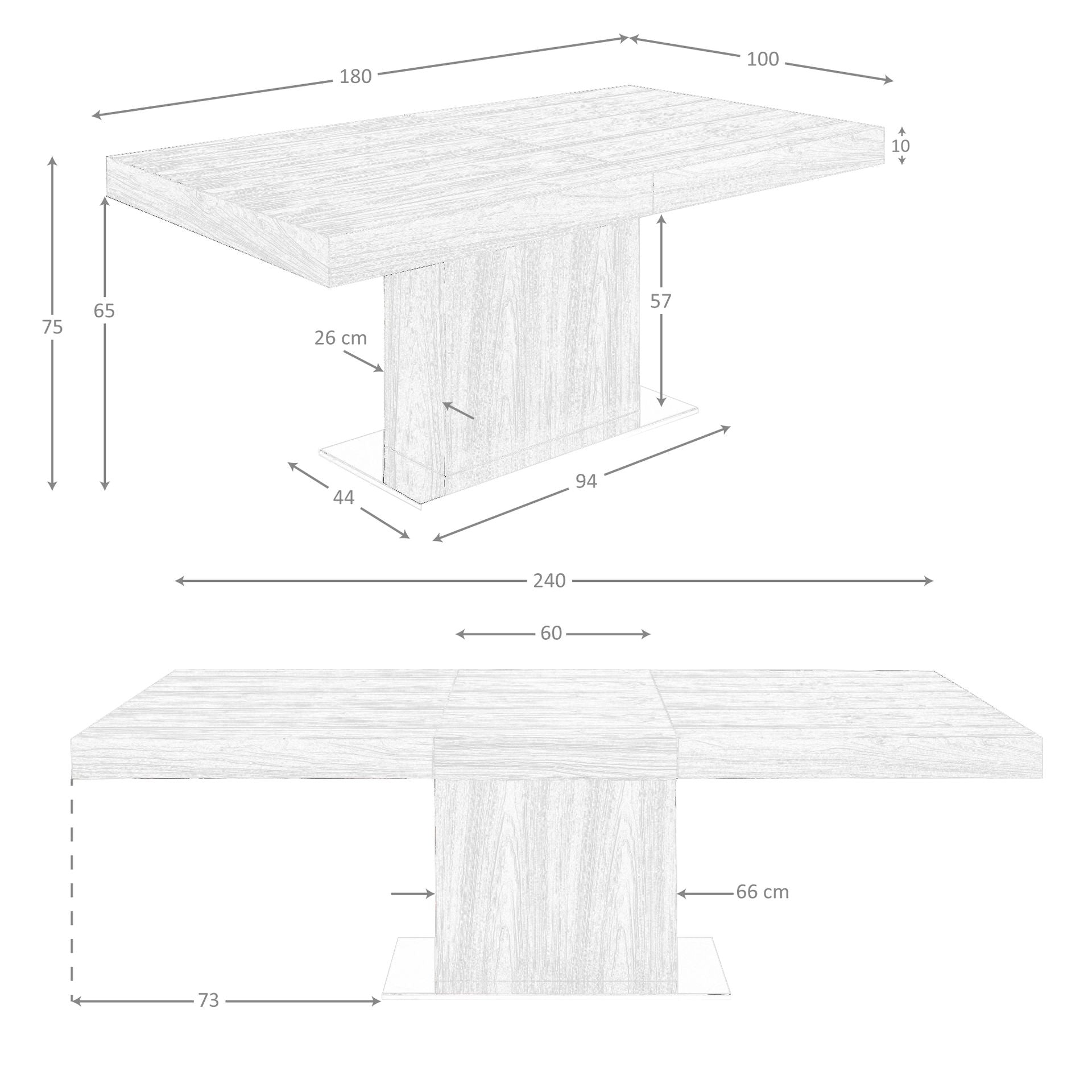 Mesa comedor extensible rectangular nogal