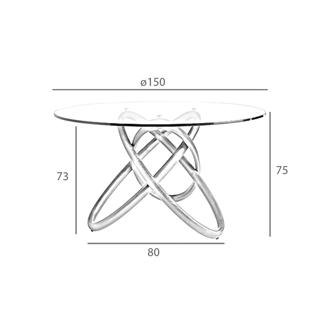 Mesa comedor redonda cristal templado y nogal