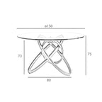 Mesa comedor redonda cristal templado y nogal