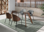 Mesa comedor rectangular cristal templado y nogal