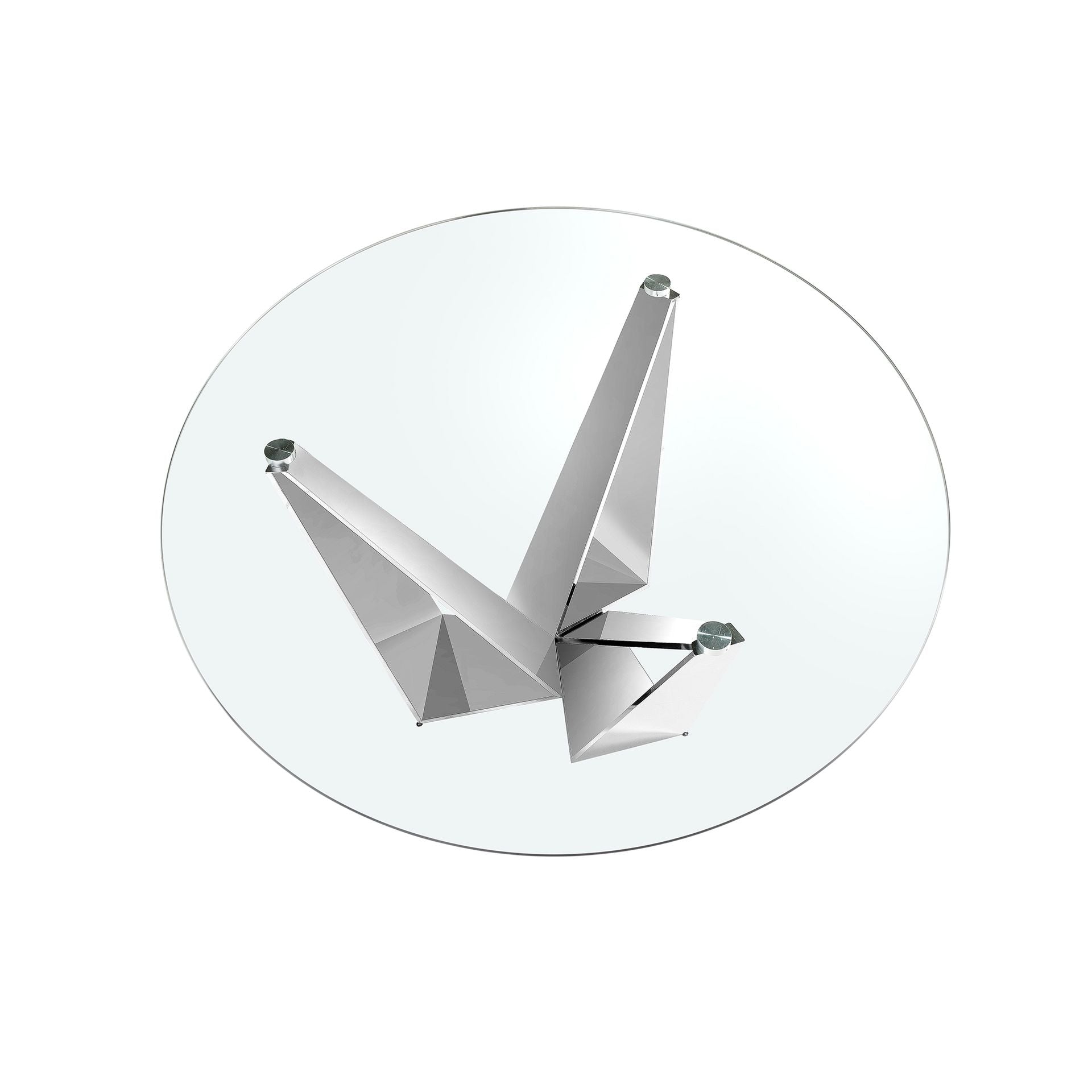 Mesa comedor redonda cristal templado y acero cromado