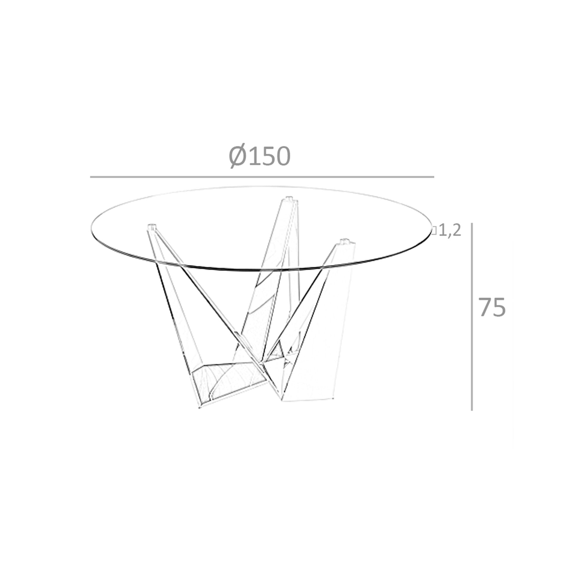 Mesa comedor redonda cristal templado y acero cromado