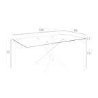 Mesa comedor rectangular cristal templado y acero cromado