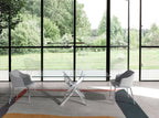 Mesa comedor rectangular cristal templado y acero cromado