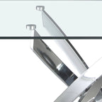 Mesa comedor rectangular cristal templado y acero cromado