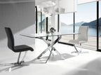 Mesa comedor rectangular cristal templado y acero cromado