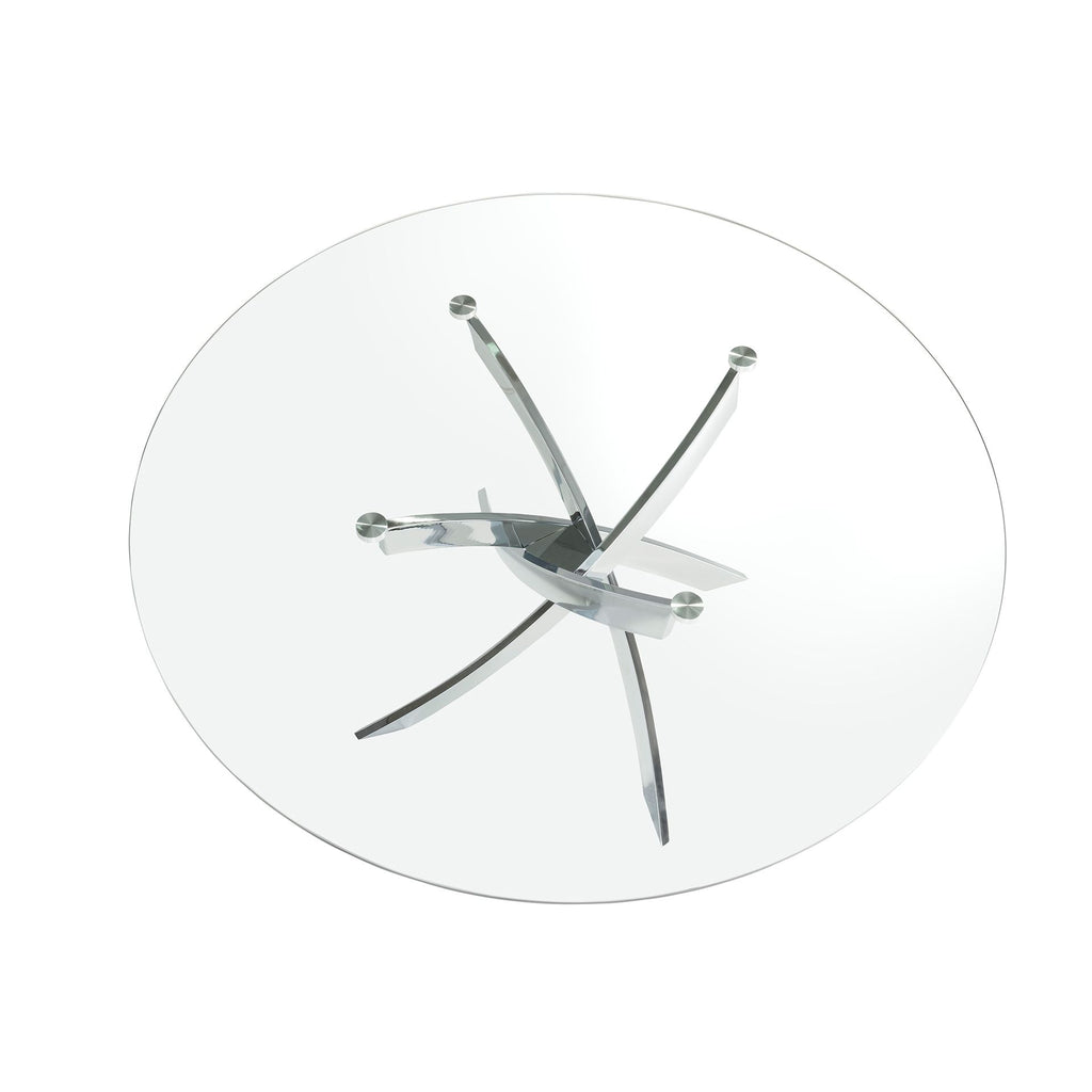 Mesa comedor redonda cristal templado y acero cromado