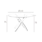 Mesa comedor redonda cristal templado y acero cromado
