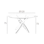 Mesa comedor redonda cristal templado y acero cromado