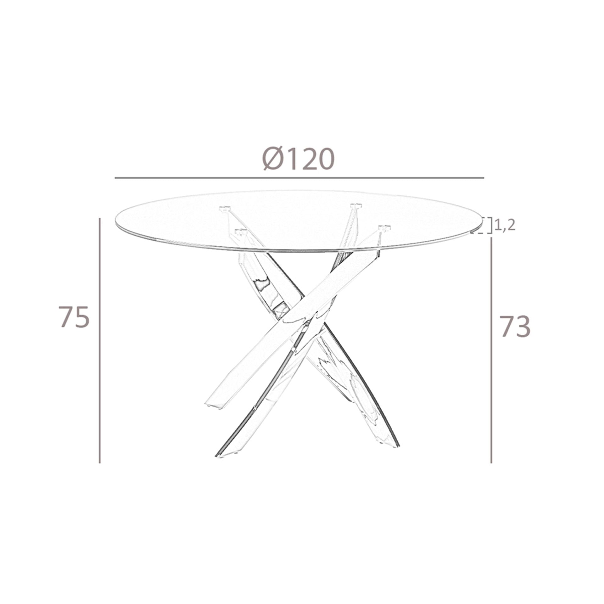 Mesa comedor redonda cristal templado y acero cromado