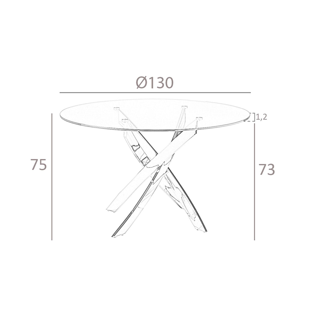 Mesa comedor redonda cristal templado y acero cromado