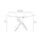 Mesa comedor redonda cristal templado y acero cromado