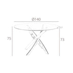 Mesa comedor redonda cristal templado y acero cromado