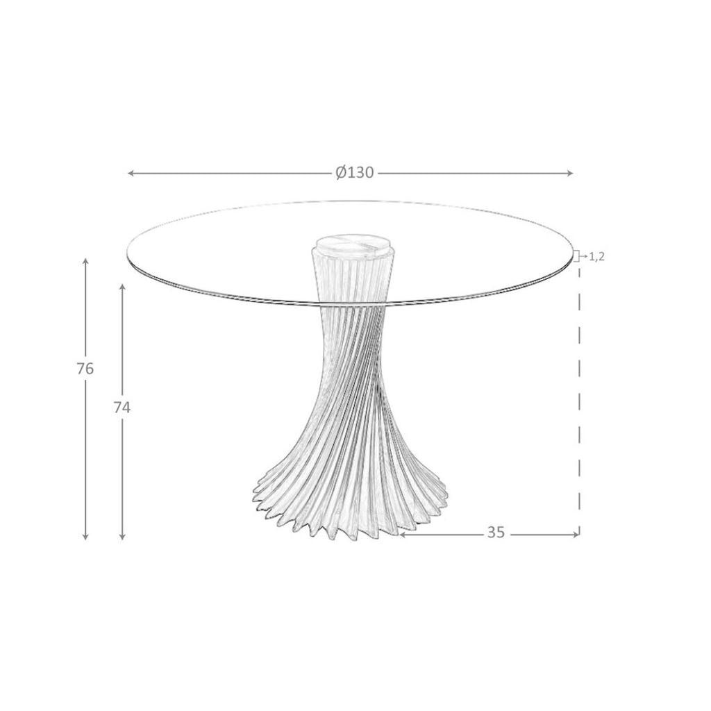 Mesa comedor redonda cristal templado y nogal