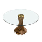 Mesa comedor redonda cristal templado y nogal